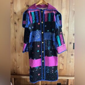 Jeanne Marc Long Hooded Quilted Coat Duster Vintage